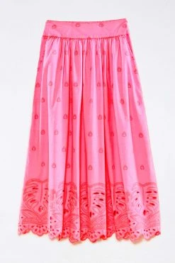 FARM RIO Neon Pink Richelieu Maxi Skirt New In 11 FARM RIO Neon Pink Richelieu Maxi Skirt New In