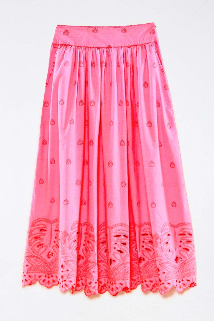 FARM RIO Neon Pink Richelieu Maxi Skirt New In 6 FARM RIO Neon Pink Richelieu Maxi Skirt New In