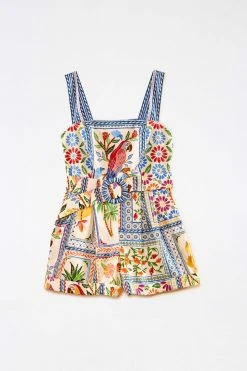 FARM RIO New In Tropical Tiles Sleeveless Romper 10 FARM RIO New In Tropical Tiles Sleeveless Romper