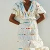 FARM RIO Mixed Off-White Prints Midi Dress New In