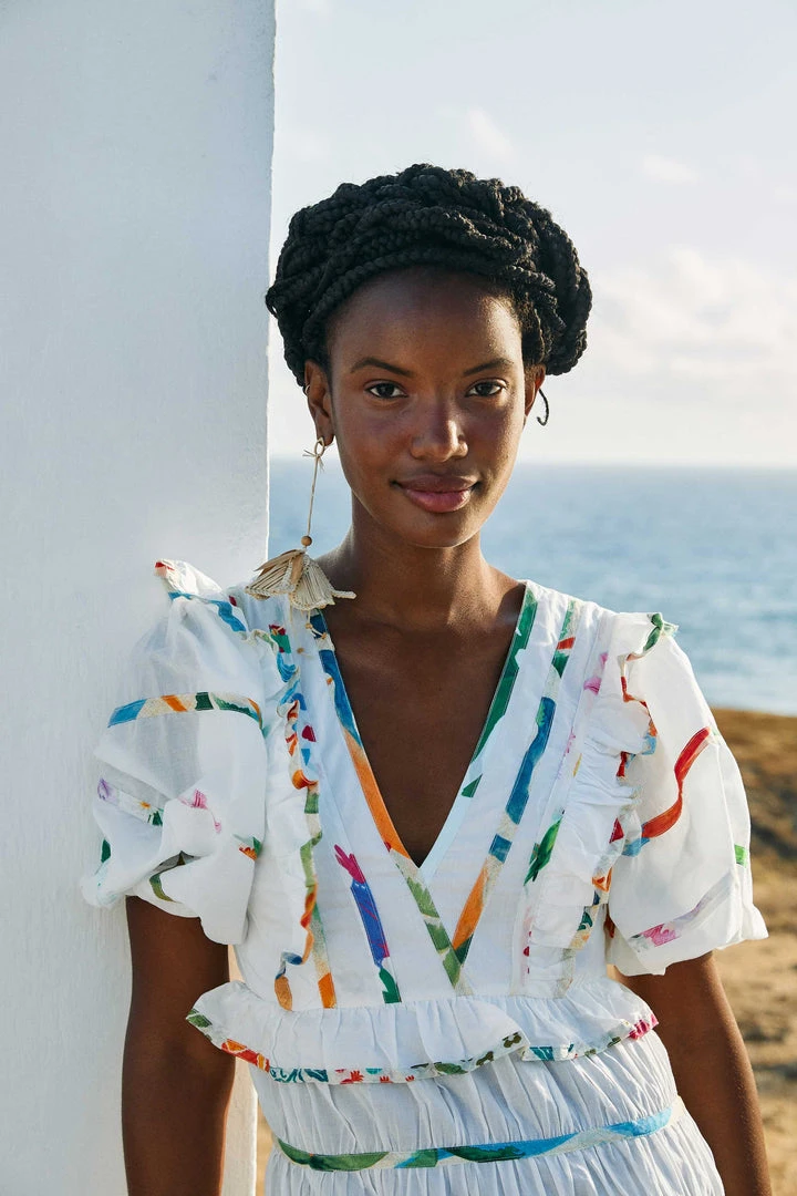 FARM RIO Mixed Off-White Prints Midi Dress New In 5 FARM RIO Mixed Off-White Prints Midi Dress New In