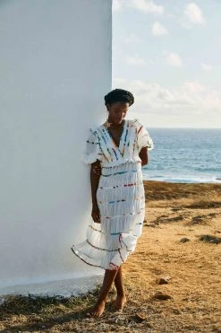 FARM RIO Mixed Off-White Prints Midi Dress New In 7 FARM RIO Mixed Off-White Prints Midi Dress New In