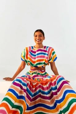 FARM RIO Most Loved DANCING STRIPES MAXI SKIRT
