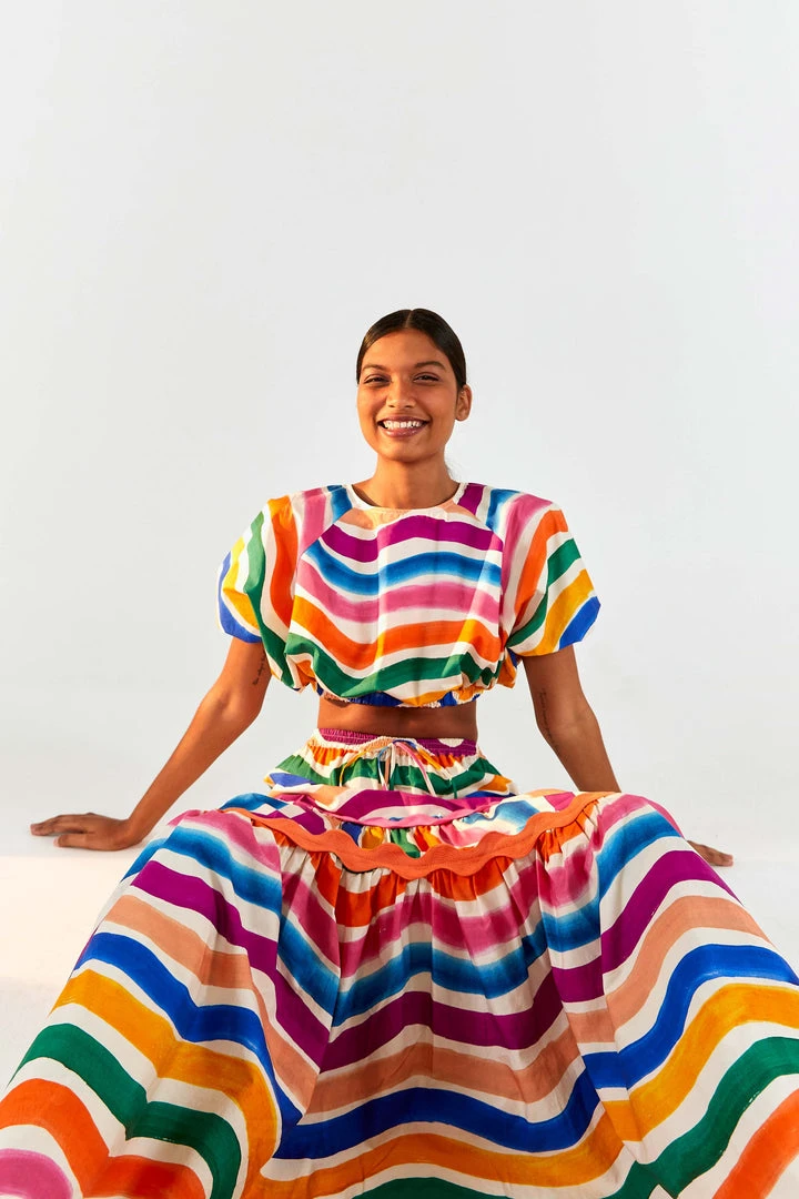 FARM RIO Most Loved DANCING STRIPES MAXI SKIRT 1 FARM RIO Most Loved DANCING STRIPES MAXI SKIRT