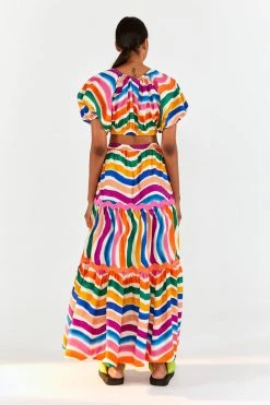 FARM RIO Most Loved DANCING STRIPES MAXI SKIRT 8 FARM RIO Most Loved DANCING STRIPES MAXI SKIRT