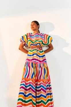 FARM RIO Most Loved DANCING STRIPES MAXI SKIRT