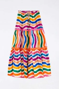 FARM RIO Most Loved DANCING STRIPES MAXI SKIRT 10 FARM RIO Most Loved DANCING STRIPES MAXI SKIRT
