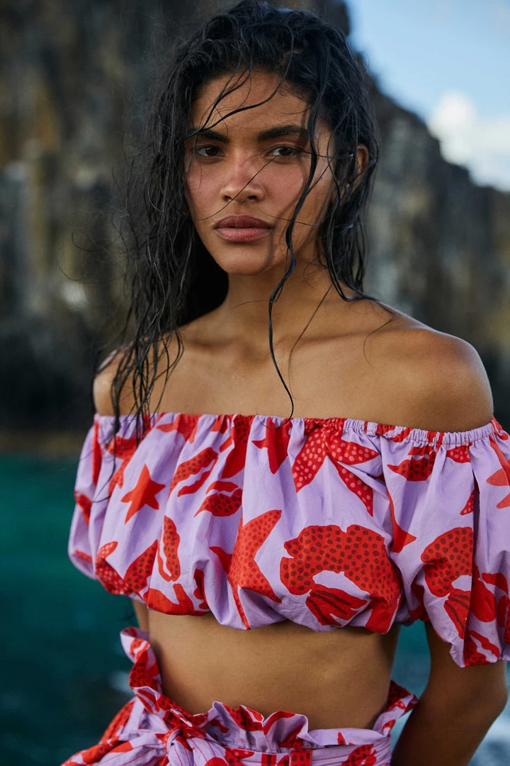 FARM RIO Lobster Sky Crop Top New In 1 FARM RIO Lobster Sky Crop Top New In