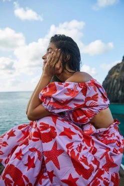 FARM RIO Lobster Sky Crop Top New In 8 FARM RIO Lobster Sky Crop Top New In