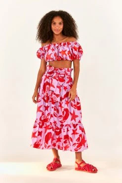 FARM RIO Lobster Sky Crop Top New In 9 FARM RIO Lobster Sky Crop Top New In