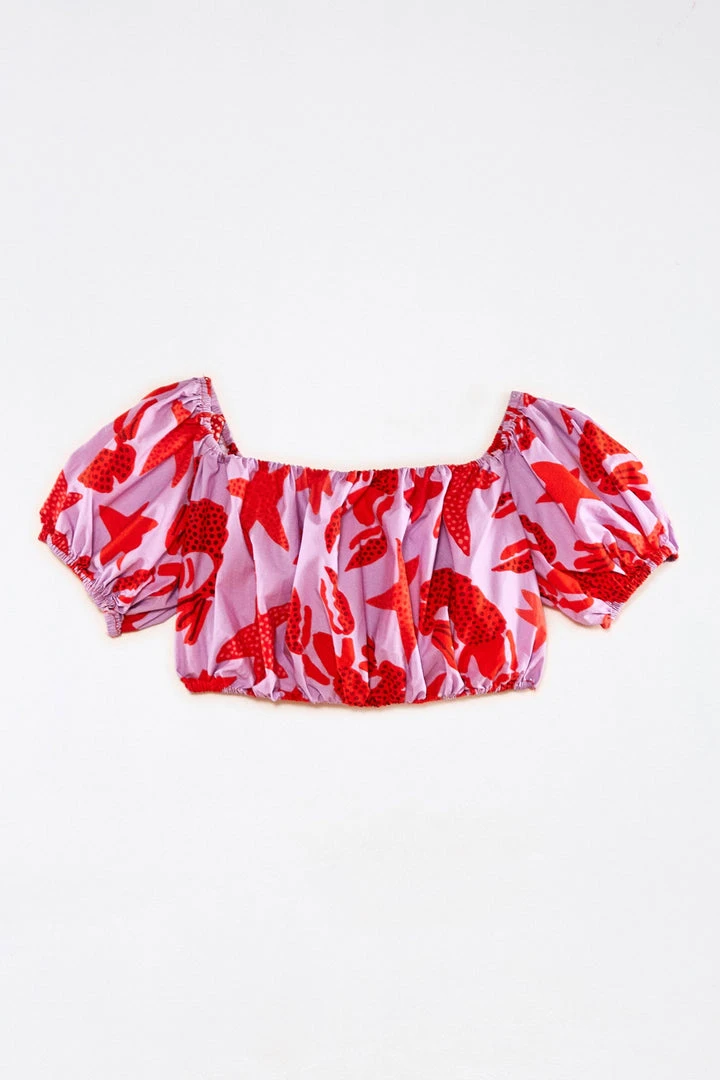 FARM RIO Lobster Sky Crop Top New In 5 FARM RIO Lobster Sky Crop Top New In