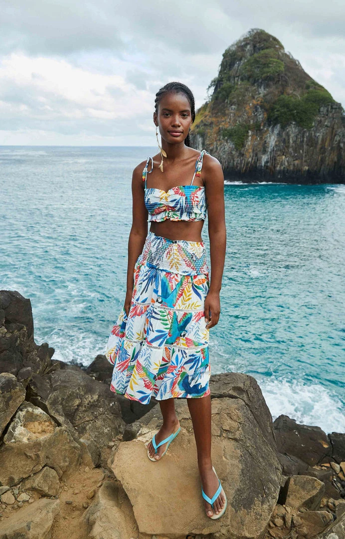 FARM RIO Macaw Wind Smocked Crop Top 5 FARM RIO Macaw Wind Smocked Crop Top