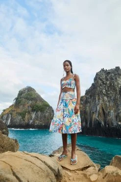 FARM RIO New In Macaw Wind Smocked Midi Skirt 10 FARM RIO New In Macaw Wind Smocked Midi Skirt