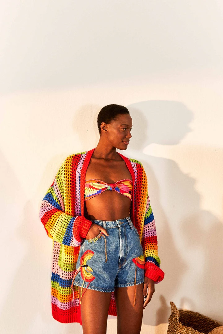 FARM RIO New In Colorful Birds Denim Shorts FARM RIO New In Colorful Birds Denim Shorts