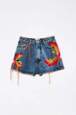 FARM RIO New In Colorful Birds Denim Shorts 5 FARM RIO New In Colorful Birds Denim Shorts