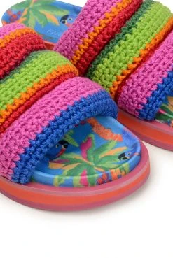 FARM RIO Accessories Blue Macaw Crochet Anatomic Slide Sandal