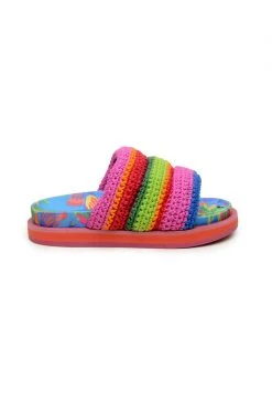 FARM RIO Accessories Blue Macaw Crochet Anatomic Slide Sandal 7 FARM RIO Accessories Blue Macaw Crochet Anatomic Slide Sandal