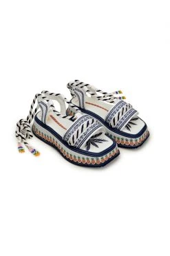 FARM RIO Blue Embroidery Flatform Sandal Most Loved