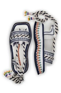 FARM RIO Blue Embroidery Flatform Sandal Most Loved 6 FARM RIO Blue Embroidery Flatform Sandal Most Loved