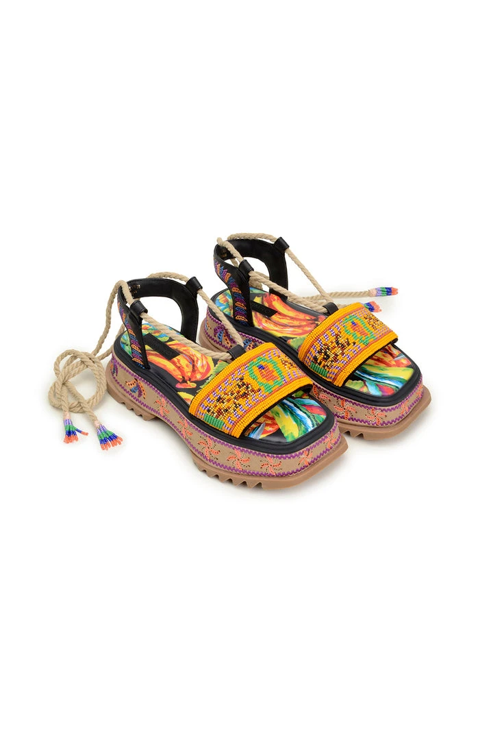 FARM RIO Beaded Banana Flatform Sandal 1 FARM RIO Beaded Banana Flatform Sandal