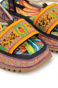 FARM RIO Beaded Banana Flatform Sandal