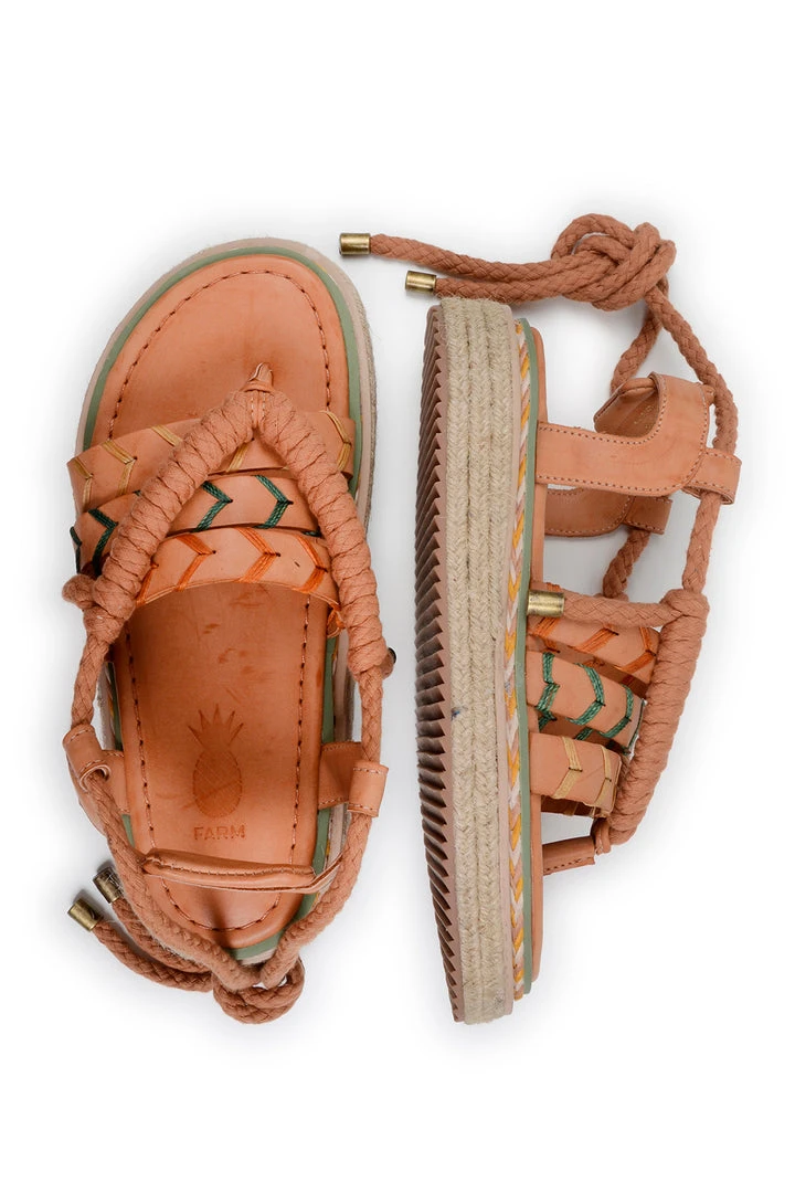 FARM RIO SAND ROPE TIE FLATFORM SANDAL New In 2 FARM RIO SAND ROPE TIE FLATFORM SANDAL New In