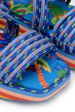 FARM RIO BLUE MACAW PLATFORM SANDAL New In