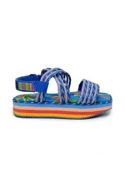FARM RIO BLUE MACAW PLATFORM SANDAL New In
