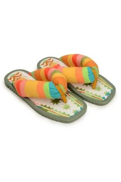 FARM RIO New In PINEAPLE PUFFY FLIP FLOP