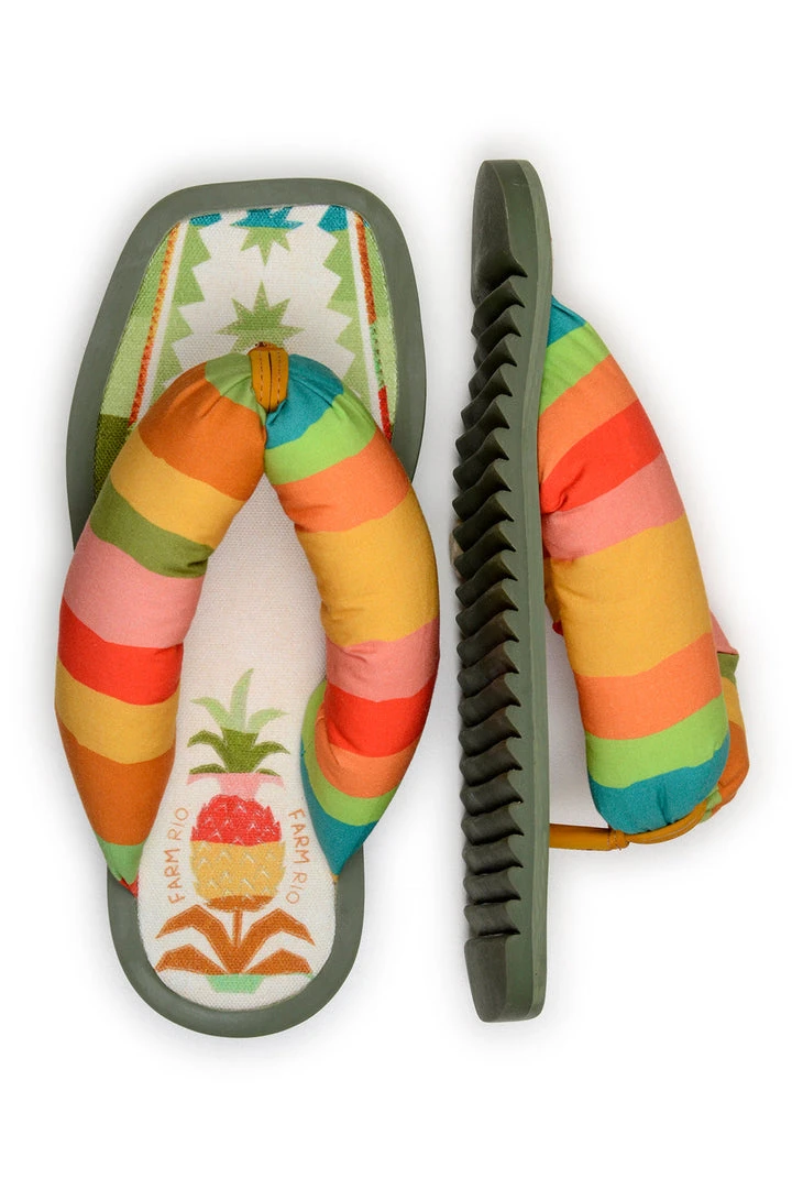 FARM RIO New In PINEAPLE PUFFY FLIP FLOP 3 FARM RIO New In PINEAPLE PUFFY FLIP FLOP
