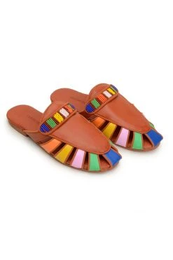 FARM RIO RUST RAINBOW BEADED MULE