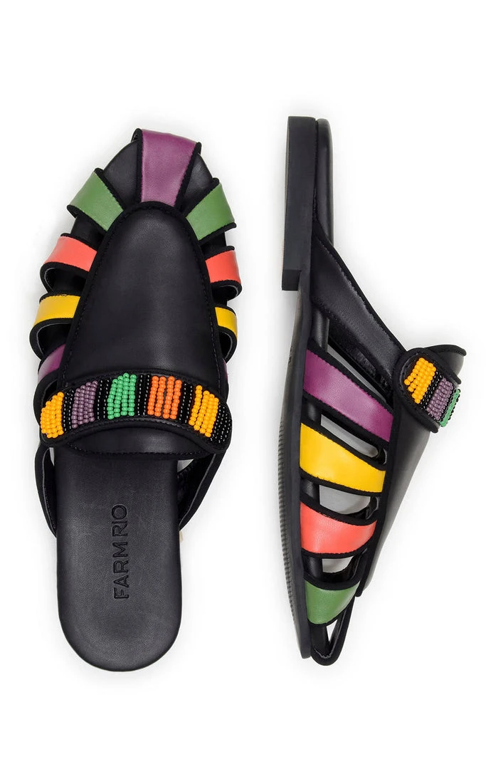 FARM RIO Black Rainbow Beaded Mule 2 FARM RIO Black Rainbow Beaded Mule