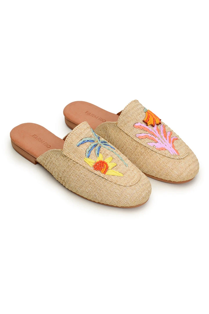 FARM RIO TROPICAL RAFFIA MULE 1 FARM RIO TROPICAL RAFFIA MULE