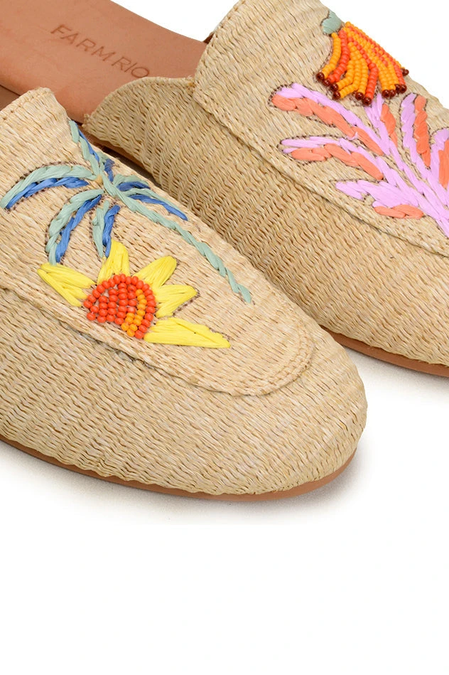 FARM RIO TROPICAL RAFFIA MULE 2 FARM RIO TROPICAL RAFFIA MULE