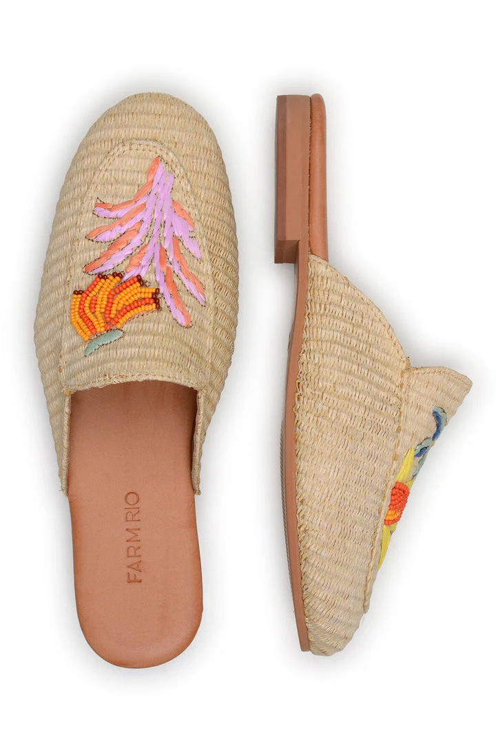 FARM RIO TROPICAL RAFFIA MULE 3 FARM RIO TROPICAL RAFFIA MULE