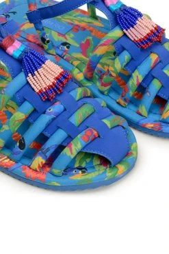 FARM RIO New In BLUE MACAW TUBE STRAP SANDAL