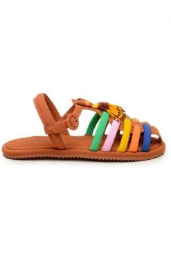 FARM RIO CARAMEL BEADED RAINBOW TUBE STRAP SANDAL 6 FARM RIO CARAMEL BEADED RAINBOW TUBE STRAP SANDAL