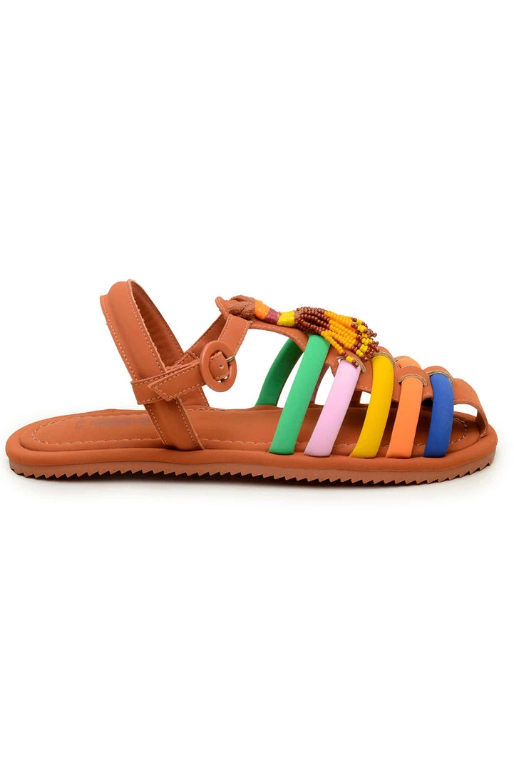 FARM RIO CARAMEL BEADED RAINBOW TUBE STRAP SANDAL 3 FARM RIO CARAMEL BEADED RAINBOW TUBE STRAP SANDAL