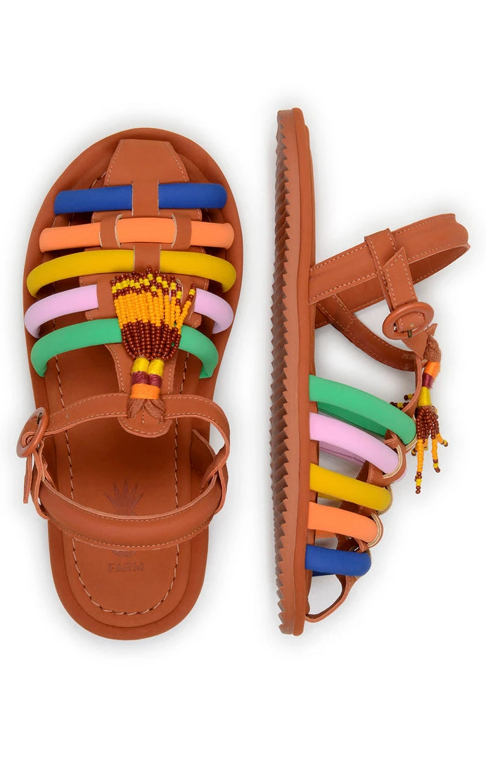 FARM RIO CARAMEL BEADED RAINBOW TUBE STRAP SANDAL 4 FARM RIO CARAMEL BEADED RAINBOW TUBE STRAP SANDAL