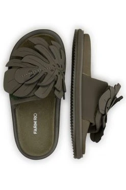 FARM RIO FOREST GREEN MONSTERA ANATOMIC SLIDE SANDAL New In