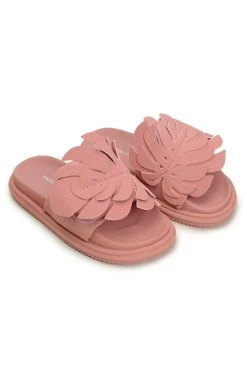 FARM RIO New In PALE PINK MONSTERA ANATOMIC SLIDE SANDAL