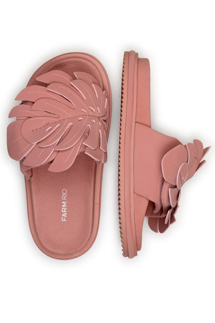 FARM RIO New In PALE PINK MONSTERA ANATOMIC SLIDE SANDAL 3 FARM RIO New In PALE PINK MONSTERA ANATOMIC SLIDE SANDAL