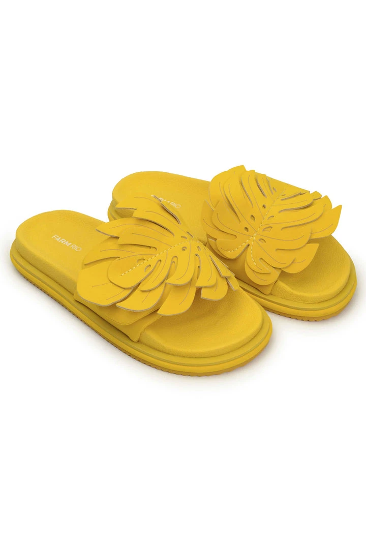 FARM RIO Yellow Monstera Anatomic Slide Sandal 1 FARM RIO Yellow Monstera Anatomic Slide Sandal