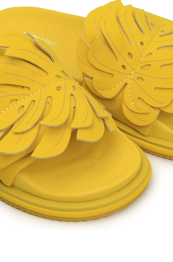 FARM RIO Yellow Monstera Anatomic Slide Sandal 2 FARM RIO Yellow Monstera Anatomic Slide Sandal