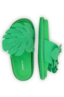 FARM RIO New In GREEN MONSTERA ANATOMIC SLIDE SANDAL