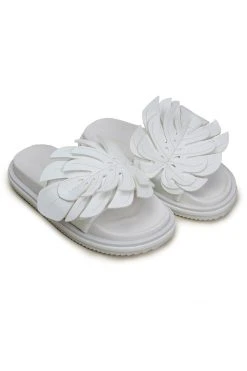 FARM RIO WHITE MONSTERA ANATOMIC SLIDE SANDAL