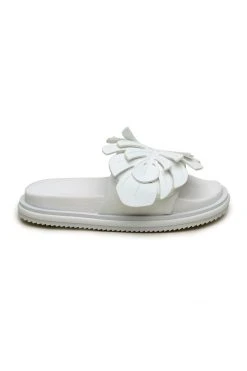 FARM RIO WHITE MONSTERA ANATOMIC SLIDE SANDAL