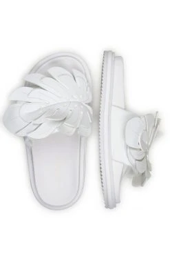 FARM RIO WHITE MONSTERA ANATOMIC SLIDE SANDAL