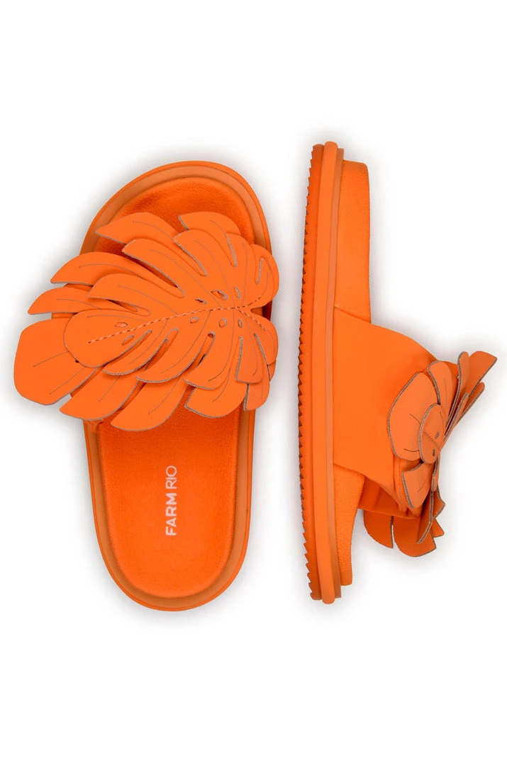 FARM RIO Accessories Orange Monstera Anatomic Slide Sandal 2 FARM RIO Accessories Orange Monstera Anatomic Slide Sandal