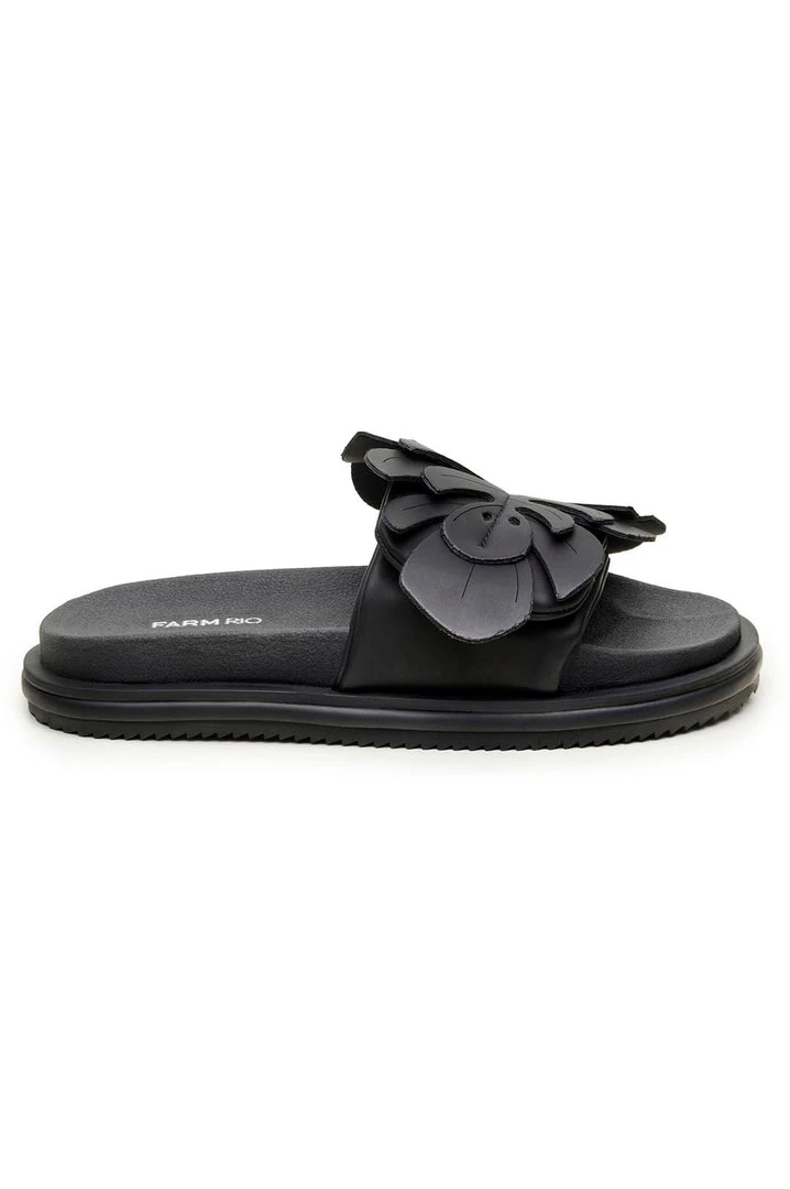 FARM RIO Accessories Black Monstera Anatomic Slide Sandal 4 FARM RIO Accessories Black Monstera Anatomic Slide Sandal